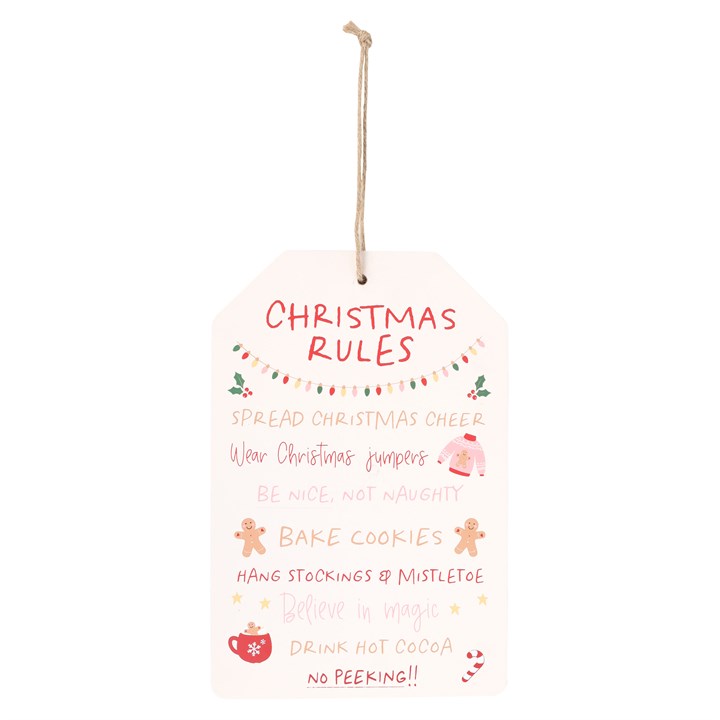 Sugarplum Fun Christmas Rules Hanging Sign