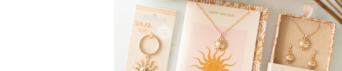 Golden Hour wholesale gift and homeware collection featuring terracotta sun motifs and Mediterranean-inspired designs on candles, incense, oil burners, jewellery, wall art and home accessories. A warm and earthy range perfect for lifestyle retailers, wellness stores and gift shops looking for calming, sun-themed products in natural golden tones.