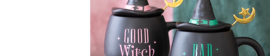 A magical gift and decor range celebrating both Good Witches and Bad Witches. Includes mugs, totes, jewellery and cosy socks in coordinating designs, perfect for witchy best friends and fans of fun, spell-themed accessories.