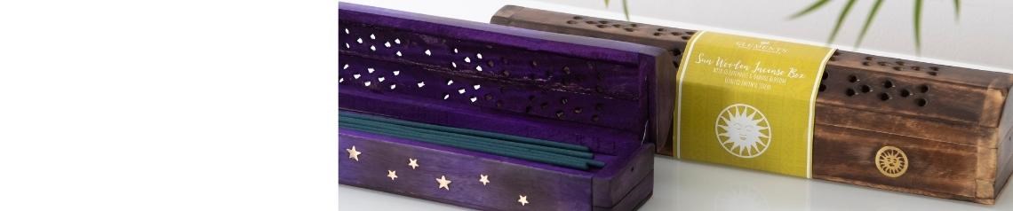 Hand-carved mango wood incense box sets filled with high-quality incense sticks. Great for gifting or resale in wellness, spa or aromatherapy shops. Ships worldwide.