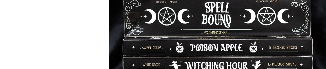 Gothic-inspired wholesale candles and incense in six rich fragrances. Bewitching designs ideal for modern mystics and alternative home decor retail ranges.