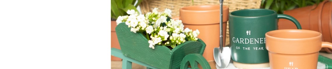 Garden-themed wholesale gifts including plant pot mugs, citronella candles and decorative planters. Perfect for garden lovers, homeware shops and nature-inspired gifting.