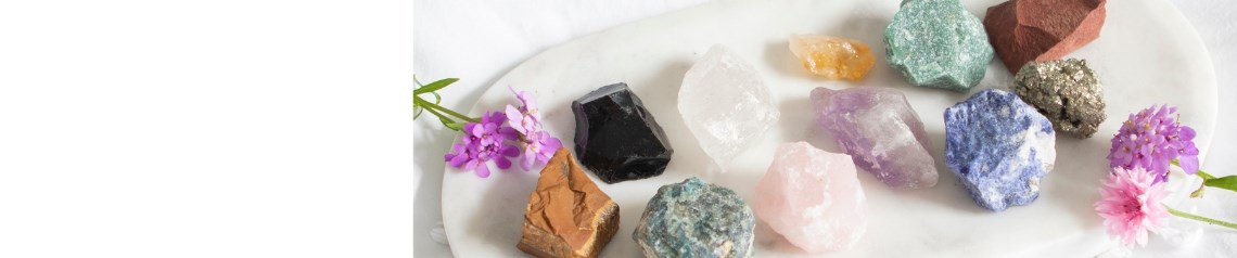 Wholesale rough crystals in gift bags with info cards. Thoughtfully curated for healing, balance and wellbeing. Great retail-ready gifts with no minimum order.