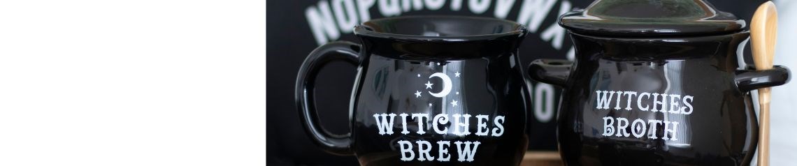 Wholesale witch and wizard themed giftware and decor. Magical designs for Halloween displays and alternative gift shops.