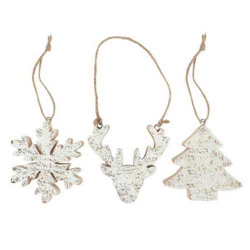 White Wooden Christmas Tree Decorations