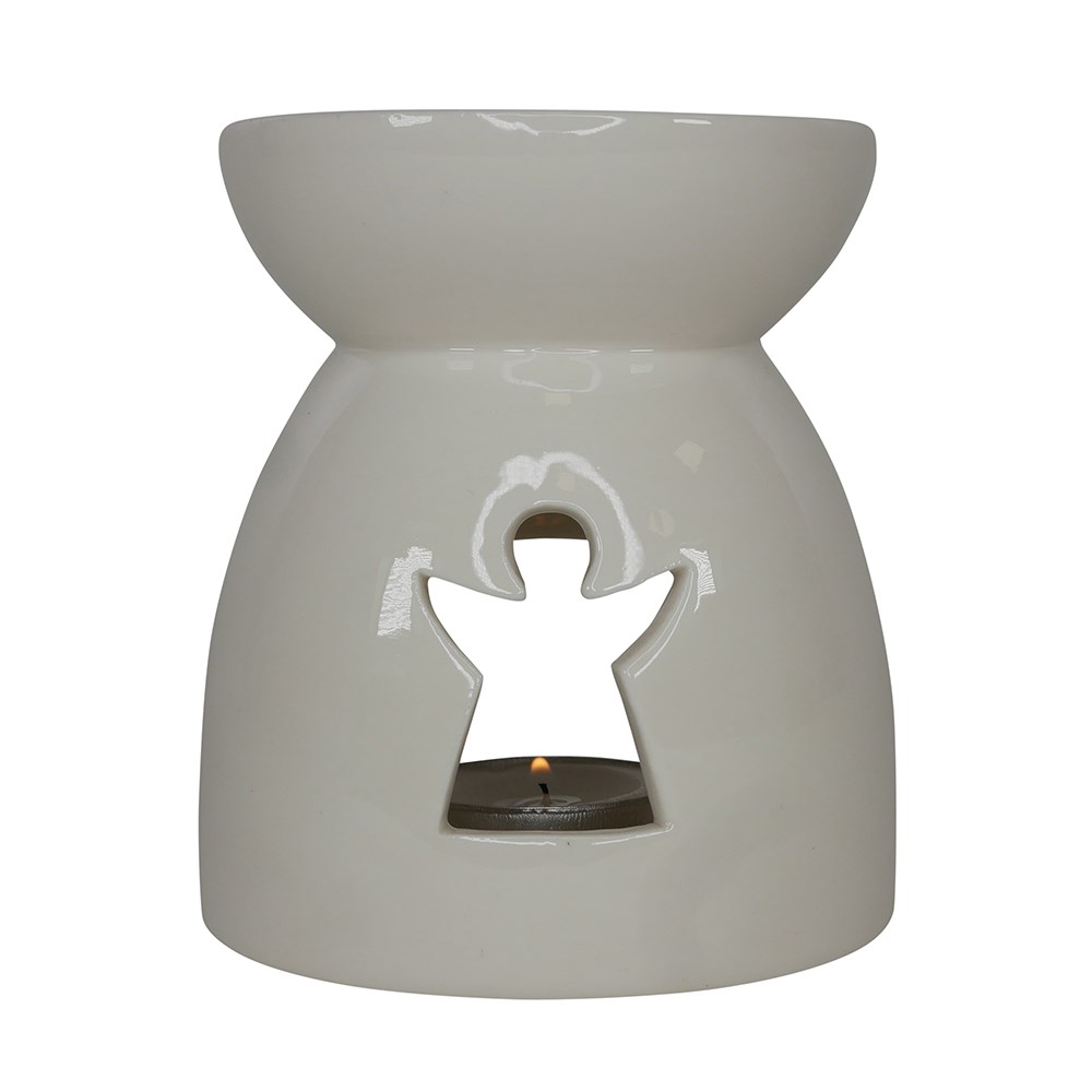 White Angel Silhouette Cut Out Oil Burner