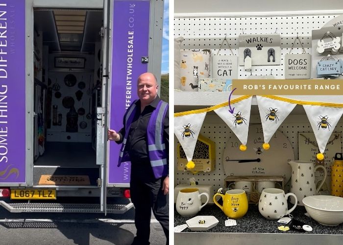 Image of Rob with the Tradeshow Van and the Bee Happy range