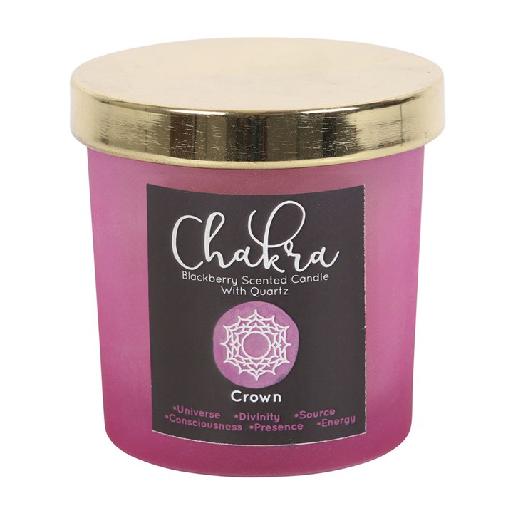 Crown Chakra Blackberry Crystal Chip Candle Something Different Wholesale