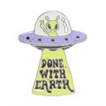 Glow in the Dark UFO Enamel Pin Badge