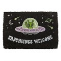 Black Earthlings Welcome Alien UFO Doormat