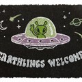 Black Earthlings Welcome Alien UFO Doormat