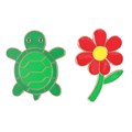 Set of 2 Turtle and Flower Pin Badges