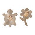 Set of 2 Turtle and Flower Pin Badges