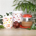 Red Glass Mushroom Mug and Saucer