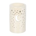 Iridescent White Moon Pillar Oil Burner and Wax Warmer