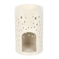 Iridescent White Moon Pillar Oil Burner and Wax Warmer