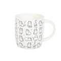 White Happy Cat Print Mug
