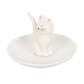 Sitting White Cat Face Trinket Dish