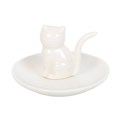 Sitting White Cat Face Trinket Dish