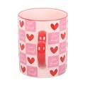 Love Yourself Checkered Mug with Heart Handle