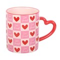 Love Yourself Checkered Mug with Heart Handle