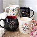 Love Lives Here Folk Heart Rounded Mug