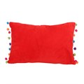 Red Holly Jolly Cushion with Pom Poms