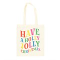Holly Jolly Christmas Polyester Tote Bag