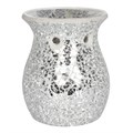 Large Silver Crackle Glass Oil Burner & Wax Warmer