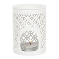White Matte Lattice Cut Oil Burner