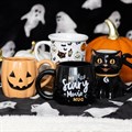 Spooky Cat and Pumpkin Print Mug
