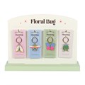 Set of 24 Floral Bug Keyrings on Display