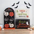 Set of 36 Pumpkin Mini Signs on Display