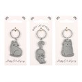 Set of 24 Happy Cat Keyrings on Display