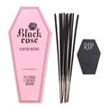 Set of 18 Black Rose Incense Stick Packs with Coffin Holder
