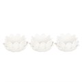 Set of 3 White Lotus Flower Tealight Holders
