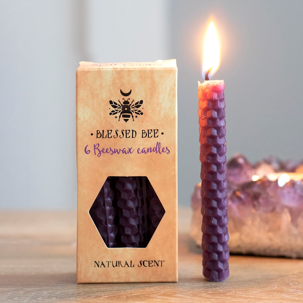 Pack of 6 Purple Beeswax Spell Candles Something Different Wholesale