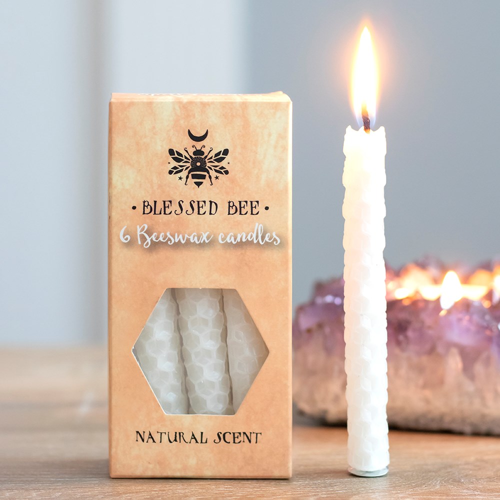 Pack of 6 White Beeswax Spell Candles Something Different Wholesale