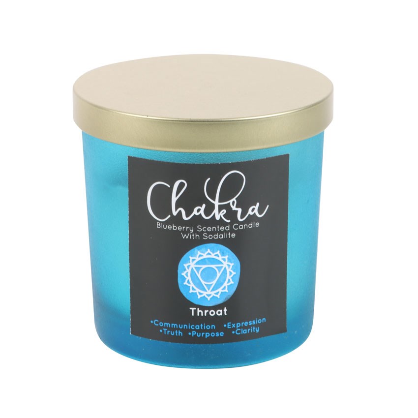Throat Chakra Blueberry Crystal Chip Candle Something Different Wholesale