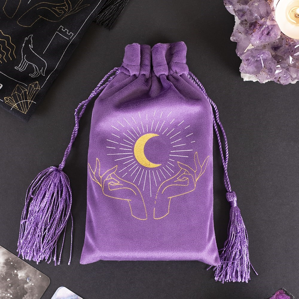 purple drawstring bag