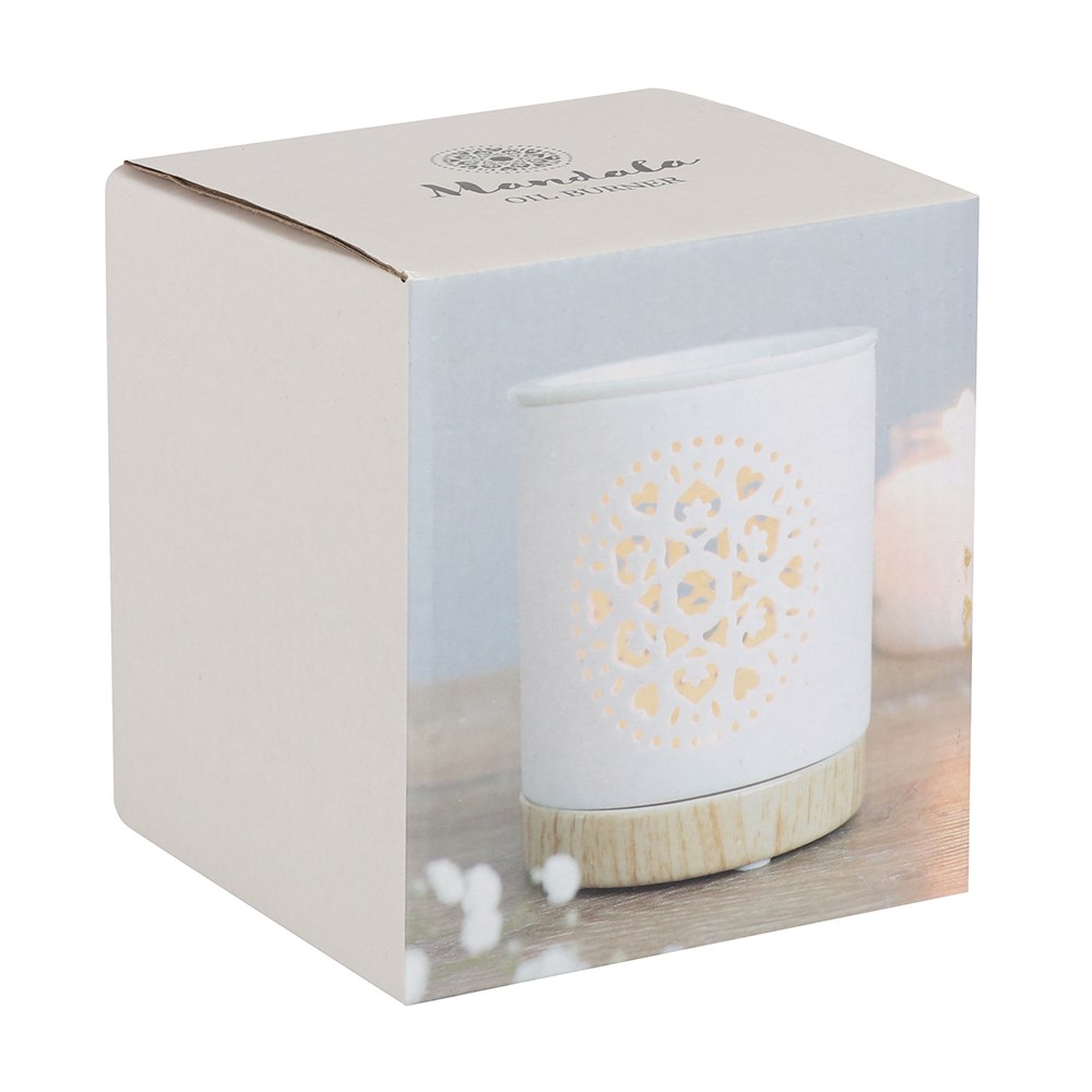 White Mandala Cut Out Oil Burner - Something Different Wholesale