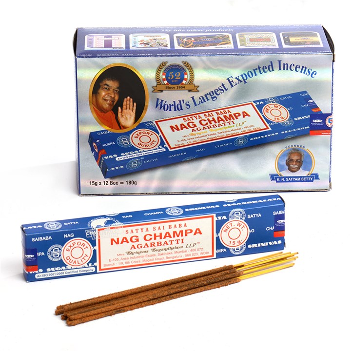 12 Packs of Nag Champa Incense Sticks by Satya