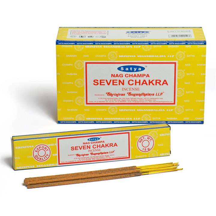 12 Packs of Seven Chakra Incense Sticks by Satya