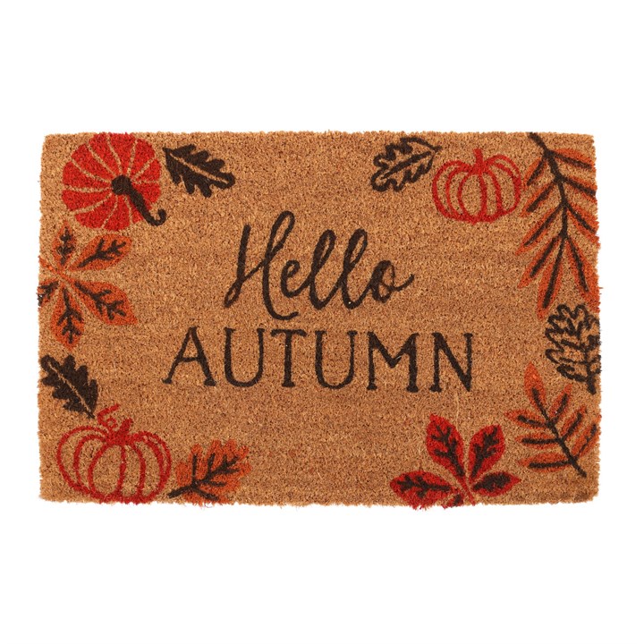 Natural Pumpkin Leaves Hello Autumn Doormat