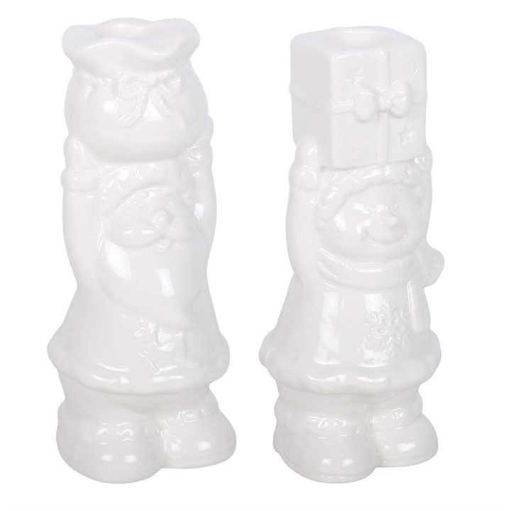 Santa Snowman Taper Candle Holder