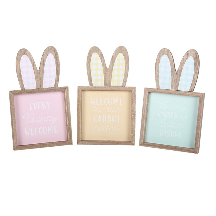 Bunny Ears Wooden Easter Plaque 