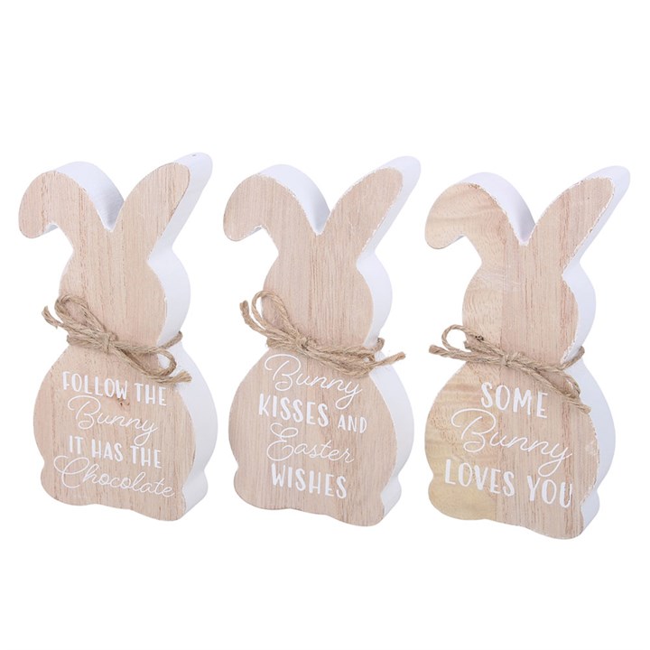 Wooden Bunny Cutout Easter Plaque 