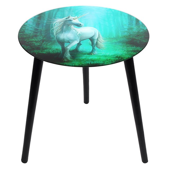 Forest Unicorn Glass Table by Anne Stokes