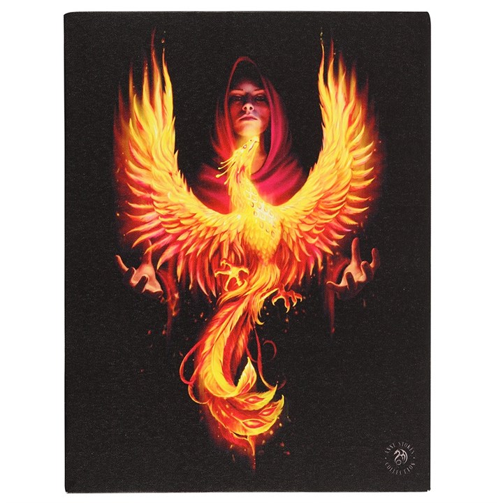 19x25cm Phoenix Rising Canvas Plaque By Anne Stokes