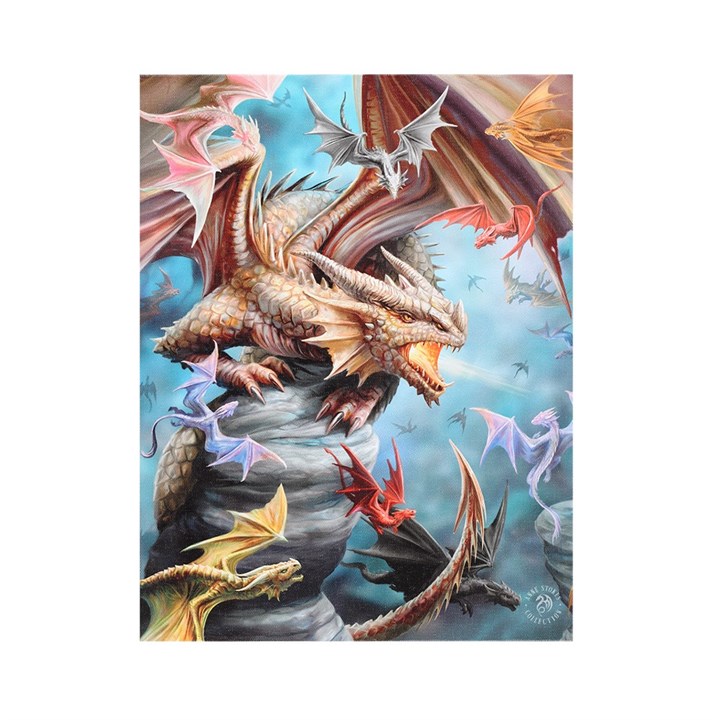 19x25cm Dragon Clan Canvas Plaque by Anne Stokes